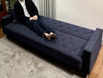 カリモク60　karimoku60　スリーピングソファ ソファベッド　ビニールレザー　スタンダードブラック　新品同様